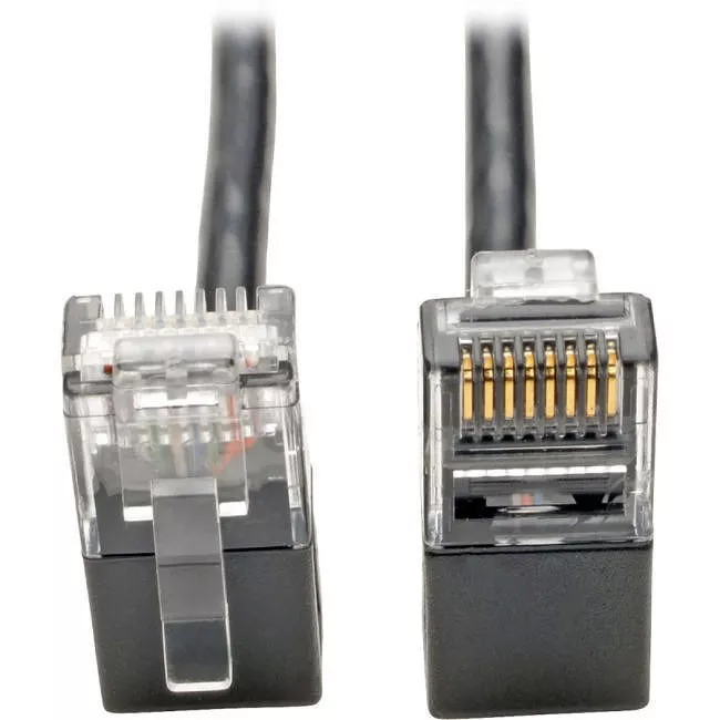 Tripp Lite N201-SR1-BK Right-Angle Cat6 Gigabit Snagless Molded Slim UTP Ethernet Cable (RJ45 M/M) Black 1 ft. (0.31 m)