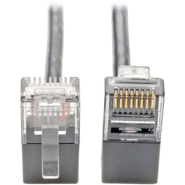 Tripp Lite N201-SR1-GY CAT6 GIGABIT PATCH CABLE SNAGLESS RIGHT-ANGLE UTP SLIM GRAY 1FT