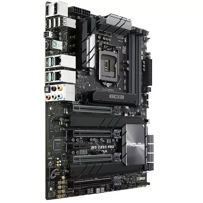 ASUS WS Z390 PRO Workstation Motherboard - 1x Socket H4 LGA-1151 - Intel Z390 - 4x DDR4 - RAID - 2x M.2 - 4x PCIe x16 - 2x RJ-45 - ATX