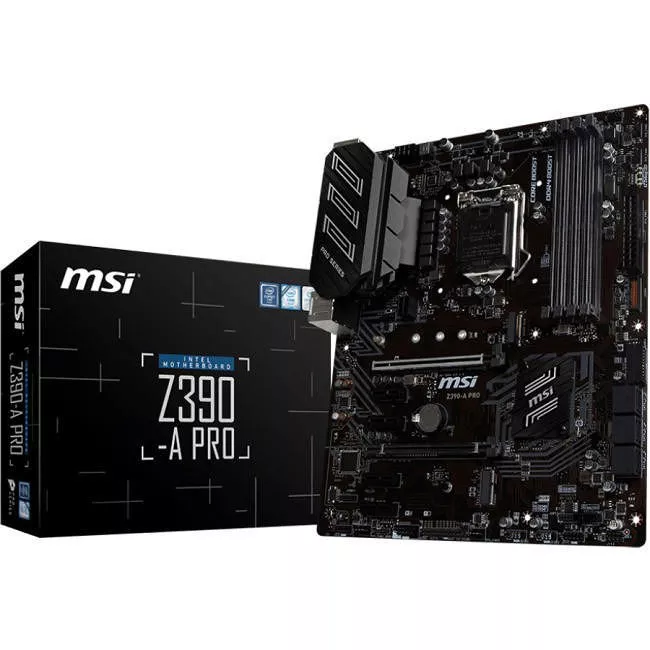 MSI Z390APRO Desktop Motherboard - 1x Socket H4 LGA-1151 - Intel Z390 - 4x DDR4 - RAID - 2x M.2 - 2x PCIe x16 - ATX