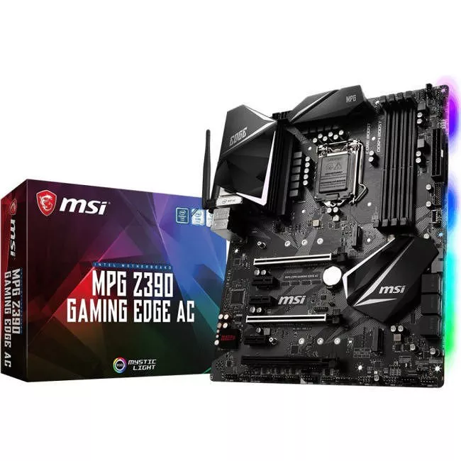 MSI Z390EDGEAC Desktop Motherboard - 1x Socket H4 LGA-1151 - Intel Z390 - 4x DDR4 - RAID - 2x M.2 - 3x PCIe x16 - Wi-Fi - ATX