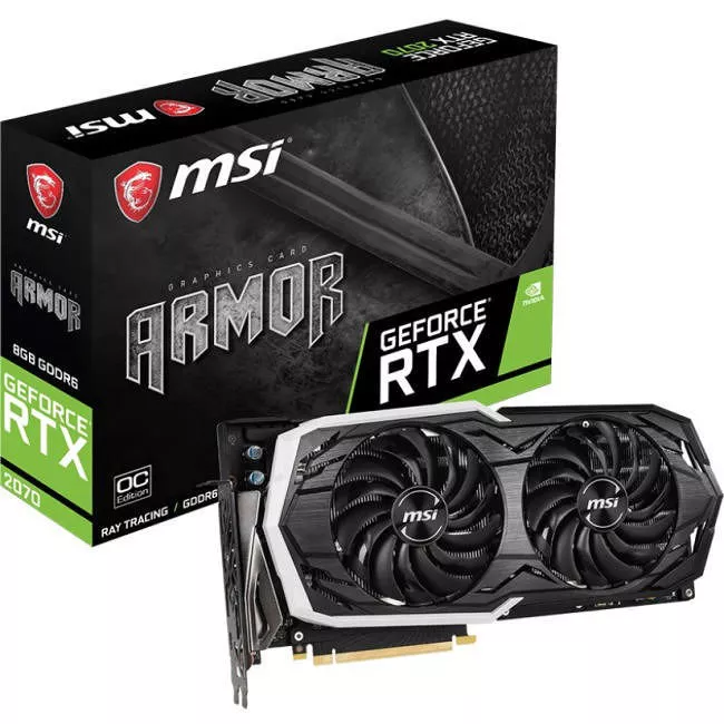 MSI G2070AR8C GeForce RTX 2070 ARMOR 8G OC Graphic Card - 1.41 GHz Core - 8 GB GDDR6