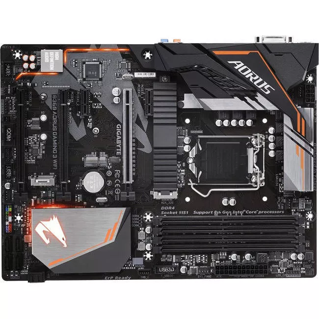 GIGABYTE B360 AORUS GAMING 3 WIFI Desktop Motherboard - 1x Socket H4 LGA-1151 - Intel B360 - 4x DDR4 - 2x M.2 - 3x PCIe x16 - Wi-Fi - ATX