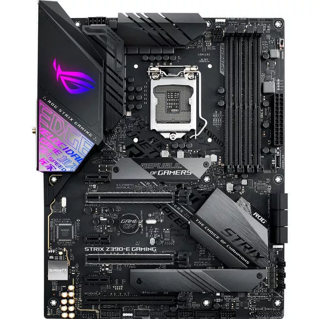 ASUS ROG STRIX Z390-E GAMING Desktop Motherboard - 1x Socket H4 LGA-1151 - Intel Z390 - 4x DDR4 - RAID - 2x M.2 - 3x PCIe x16 - Wi-Fi - ATX