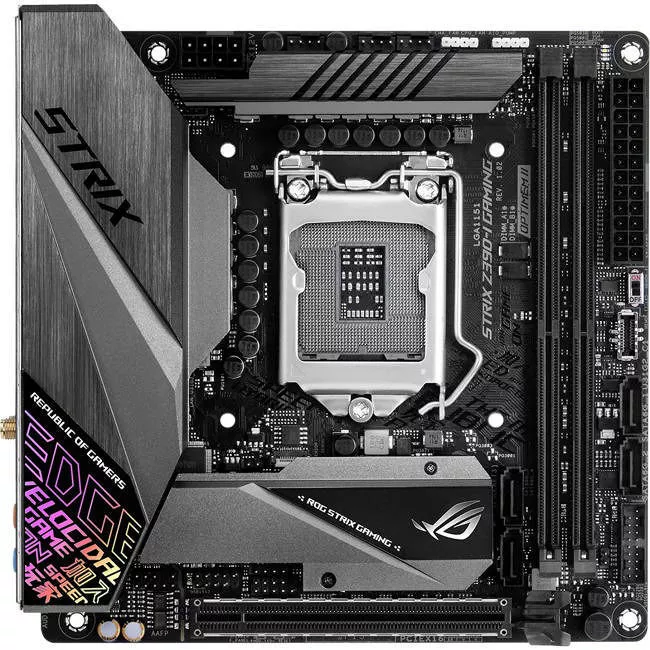 ASUS ROG STRIX Z390-I GAMING Desktop Motherboard - 1x Socket H4 LGA-1151 - Intel Z390 - 2x DDR4 - RAID - 2x M.2 - 1x PCIe x16 - Wi-Fi - Mini ITX