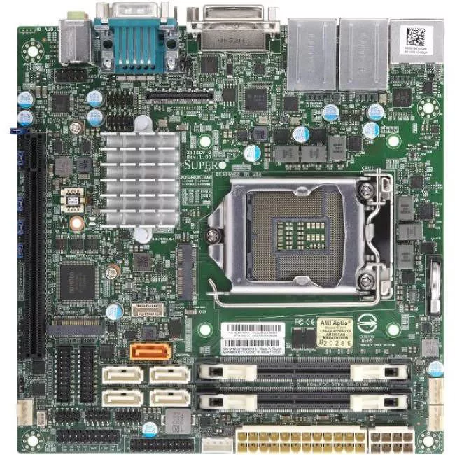 Supermicro MBD-X11SCV-Q-B Desktop Motherboard - 1x Socket H4 LGA-1151 - Intel Q370 - 2x DDR4 - RAID - 2x M.2 - 1x PCIe x16 - Mini ITX