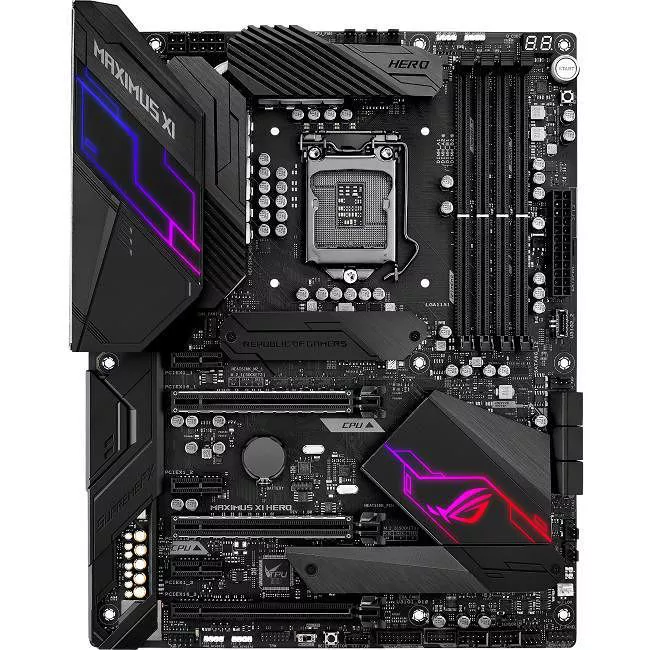 ASUS ROG MAXIMUS XI HERO Desktop Motherboard - 1x Socket H4 LGA-1151 - Intel Z390 - 4x DDR4 - RAID - 2x M.2 - 3x PCIe x16 - ATX