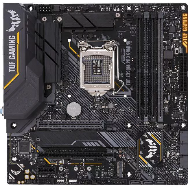 ASUS TUF Z390M-PRO GAMING Desktop Motherboard - 1x Socket H4 LGA-1151 - Intel Z390 - 4x DDR4 - RAID - 2x M.2 - 2x PCIe x16 - Micro ATX