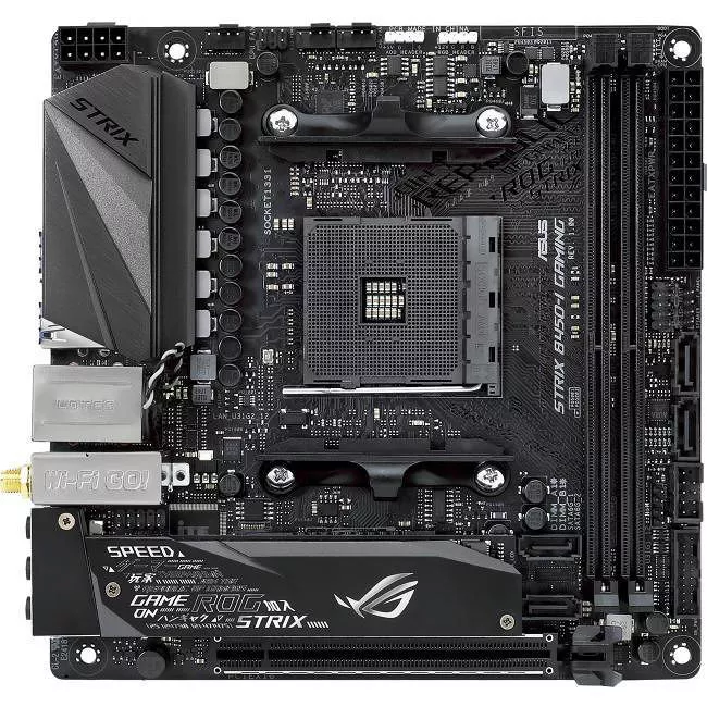 ASUS ROG STRIX B450-I GAMING Desktop Motherboard - 1x Socket AM4 - AMD B450 - 2x DDR4 - RAID - 2x M.2 - 1x PCIe x16 - Wi-Fi - Mini ITX