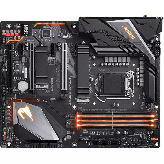 GIGABYTE Z390 AORUS PRO WIFI Desktop Motherboard - 1x Socket H4 LGA-1151 - Intel Z390 - 4x DDR4 - RAID - 2x M.2 - 3x PCIe x16 - Wi-Fi - ATX