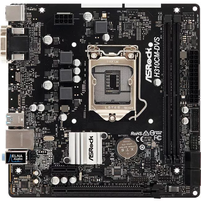 ASRock H310CM-DVS Desktop Motherboard - 1x Socket H4 LGA-1151 - Intel H310 - 2x DDR4 - 1x PCIe x16 - Micro ATX