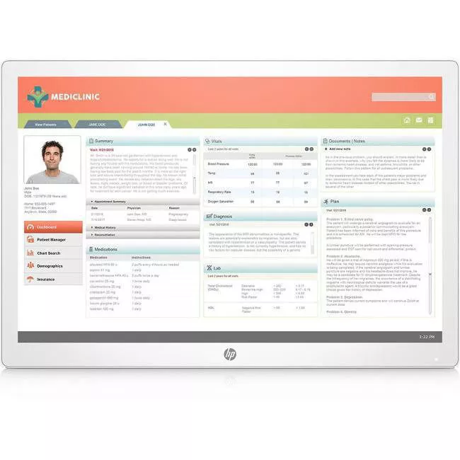 HP 3ME68A8#ABA Healthcare Edition HC241 24" Class WUXGA LCD Monitor - 16:10 - White