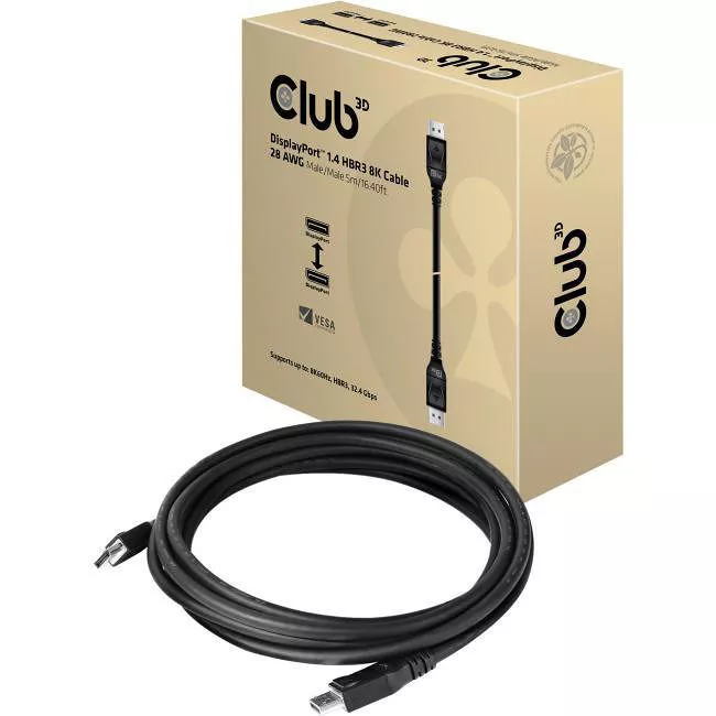 Club 3D CAC-1061 DisplayPort 1.4 HBR3 8K Cable Male/Male 5M / 16.40ft.