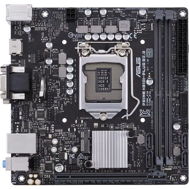 ASUS PRIME H310I-PLUS R2.0/CSM Desktop Motherboard - 1x Socket H4 LGA-1151 - Intel H310 - 2x DDR4 - 1x M.2 - 1x PCIe x16 - 1x RJ-45 - Mini ITX