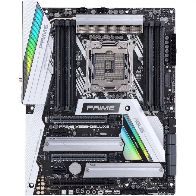 ASUS PRIME X299-DELUXE II Desktop Motherboard - 1x Socket R4 LGA-2066 - Intel X299 - 8x DDR4 - RAID - 2x M.2 - 3x PCIe x16 - Wi-Fi - ATX