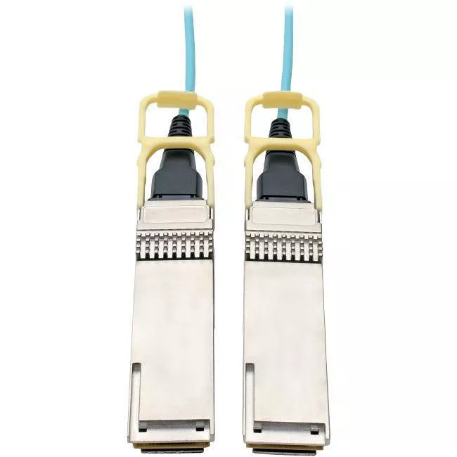 Tripp Lite N28H-01M-AQ QSFP28 to QSFP28 Active Optical Cable, 100GbE, AOC, M/M, Aqua, 1 m, 3 ft