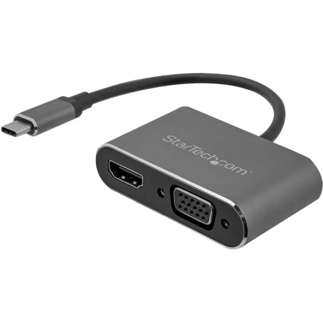 StarTech CDP2HDVGA 6 in USB C to VGA and HDMI Adapter - Aluminum