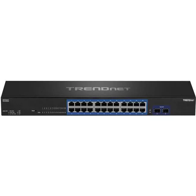 TRENDnet TEG-30262 24-Port Gigabit Switch with 2 X 10G SFP+ Slots; Fanless Design; 19? 1U Rack mountable;