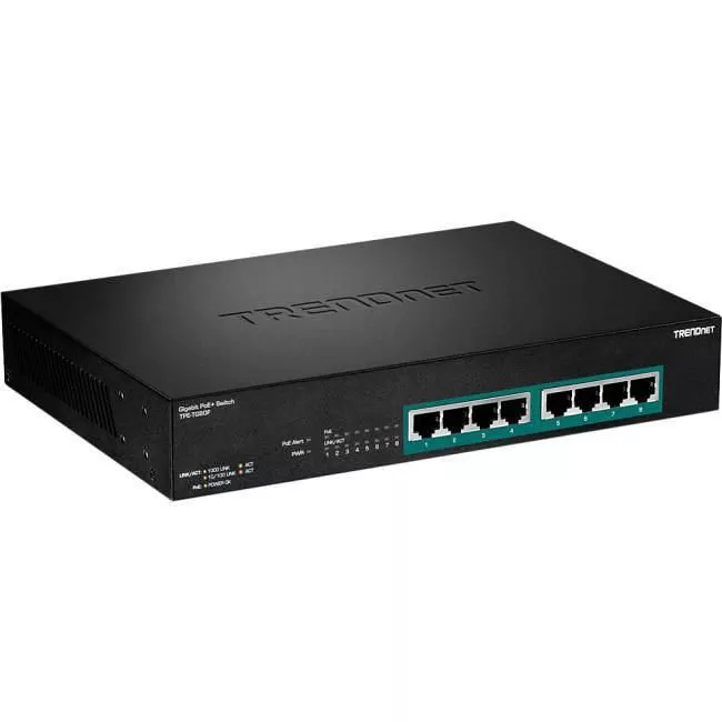TRENDnet TPE-TG80F 8-Port Gigabit Full Power Poe+ Switch; 8 x Gigabit PoE+ Ports; 240W Power Budget; 16Gbps Switching Capacity; Rack Mountable; Ethernet Network Switch; Metal; Lifetime Protection;