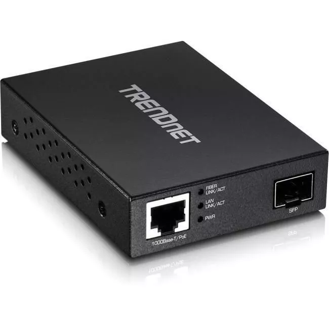 TRENDnet TFC-PGSFP Gigabit Poe Pd SFP Fiber Media Converter; Poe Powered 100/1000Base-T to SFP Fiber Media Converter; Compact Design;