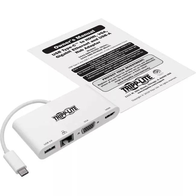 Tripp Lite U444-06N-HV4GU USB C Docking Station 4K w/ HDMI, VGA, Ethernet, USB-A, Thunderbolt 3