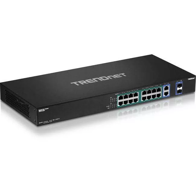 TRENDnet TPE-TG182F 18-Port Gigabit High Power Poe+ Switch; 16 X Gigabit Poe+ Ports; 2 X Shared Gigabit Ports; 36Gbps Switching Capacity; 440W PoE Power Budget;