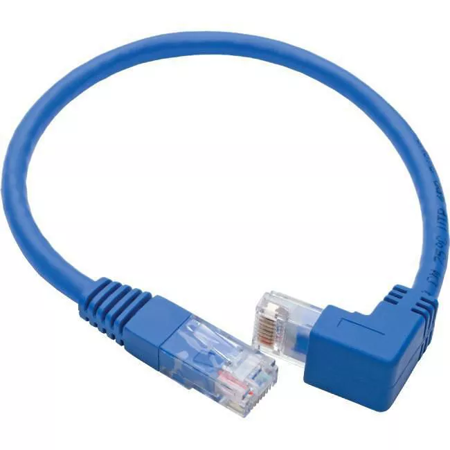 Tripp Lite N204-001-BL-DN Down-Angle Cat6 UTP Patch Cable (RJ45) - 1 ft, M/M, Gigabit, Molded, Blue