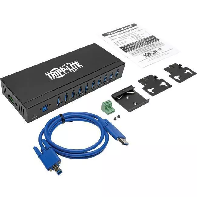 Tripp Lite U360-010-IND 10-Port Industrial-Grade USB 3.x (5Gbps) Hub - 20 kV ESD Immunity Metal Housing Mountable