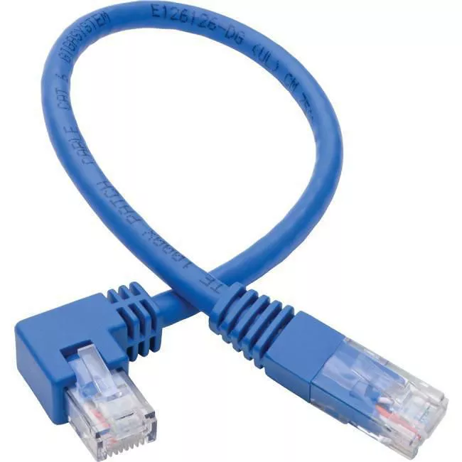 Tripp Lite N204-001-BL-UP Up-Angle Cat6 UTP Patch Cable (RJ45) - 1 ft., M/M, Gigabit, Molded, Blue