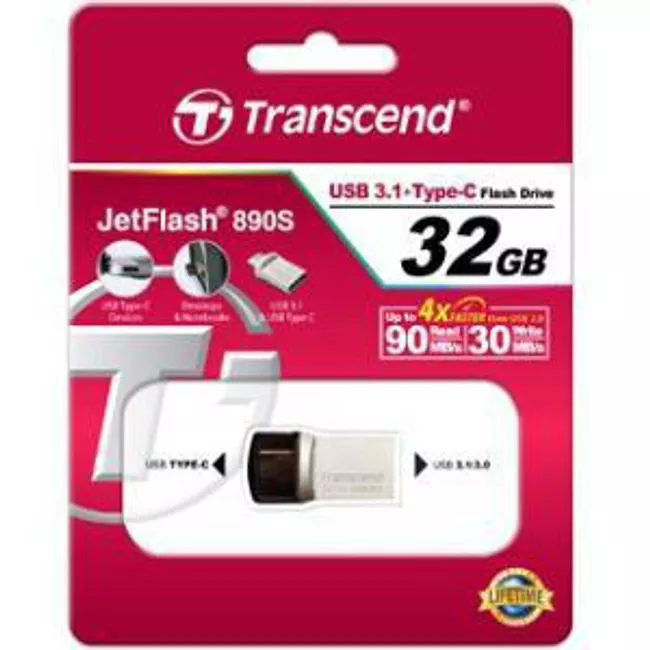 Transcend TS32GJF890S 32 GB JetFlash 890 USB 3.1 On-The-Go Flash Drive
