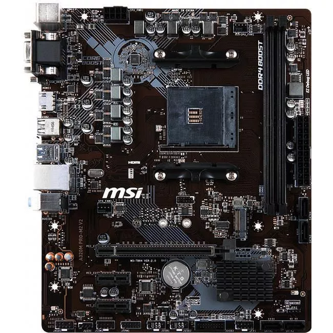 MSI A320MPM2V2 Desktop Motherboard - 1x Socket AM4 - AMD A320 - 2x DDR4 - RAID - 1x M.2 - 1x PCIe x16 - Micro ATX
