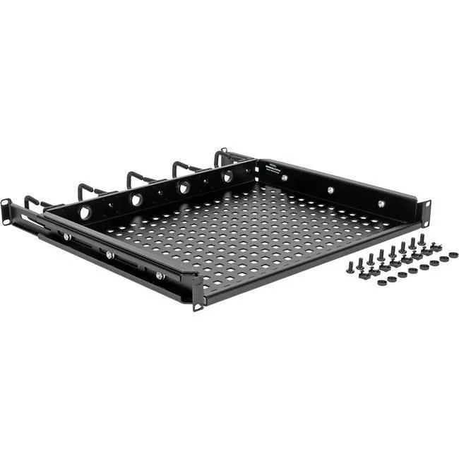 Tripp Lite SRWSHELF4P1U SmartRack Cantilevered Steel Rack Shelf - 1U Vented Integrated Cable Rings 14.2 in. Deep Holds up to 50 lbs (22.2 kgs)