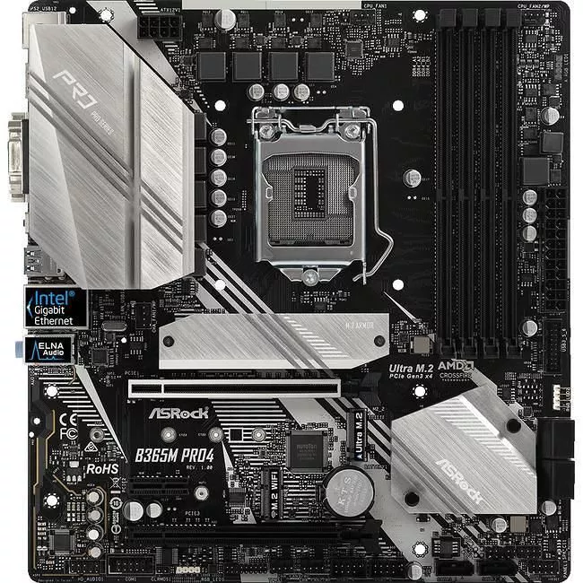 ASRock B365M PRO4 Desktop Motherboard - 1x Socket H4 LGA-1151 - Intel B365 - 4x DDR4 - 2x M.2 - 2x PCIe x16 - Micro ATX