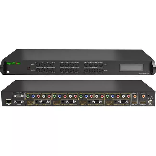 WyreStorm SW-0402-MV-HDMI 4x2 Multi-view Presentation Switcher with HDMI/VGA/YUV inputs, 4K scaling
