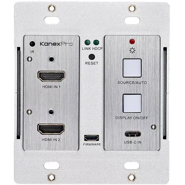 KanexPro WP-2X1HDUSBC Double Gang 4K HDMI 2.0 & USB-C Wallplate Switcher over HDBaseT w/ IR & PoH