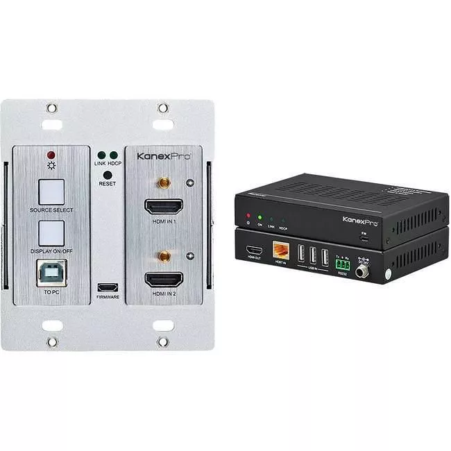 KanexPro WP-HDBTKVM3 Double Gang 4K HDMI & USB 2.0 Wall Plate Switcher over HDBaseT w/ IR & PoH