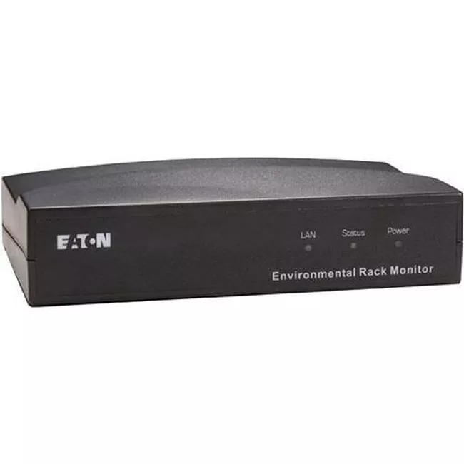 Eaton 103005775 Environmental Rack Monitor Black 2 Mb Static RAM 2 Mb Flash ROM 2 asynchronous serial ports 10/100 TX RJ-45 jack connector 0&deg;C -40&deg;C operating temp 50/60 Hz Two Asynchronous serial ports 120 Vac 6.0 Watts Maximum 2 pins