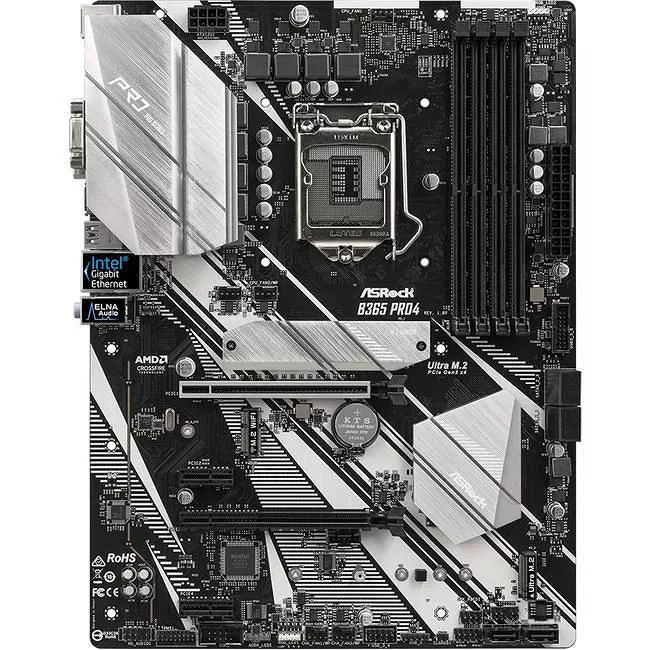 ASRock B365 PRO4 Desktop Motherboard - 1x Socket H4 LGA-1151 - Intel B365 - 4x DDR4 - 2x M.2 - 2x PCIe x16 - ATX