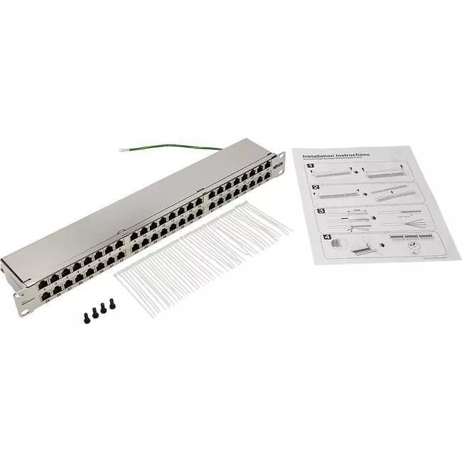 Tripp Lite N252-048-SH-K Cat5e / Cat6 Patch Panel 48-Port Shielded Krone IDC 568B RJ45 1U