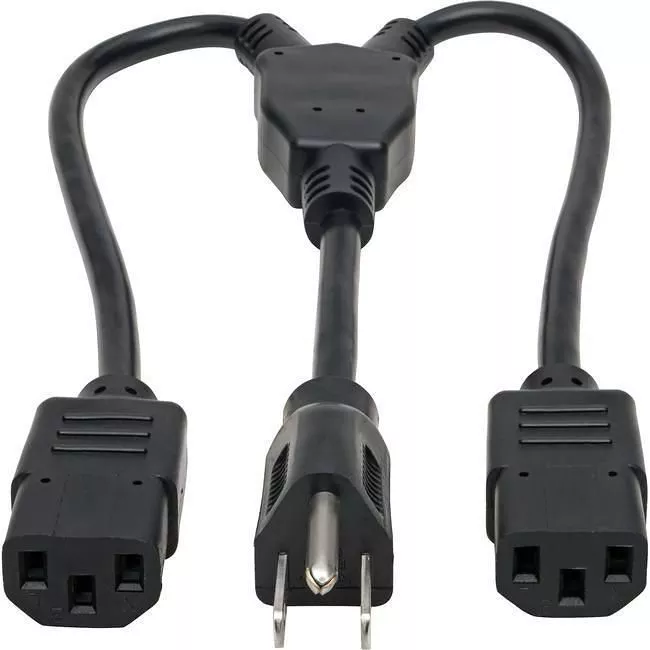 Tripp Lite P004-18N-2C13 Eaton Tripp Lite Series Power Cord Splitter, C14 to 2xC13 PDU Style - 10A, 250V, 18 AWG, 18-in. (45.72 cm), Black
