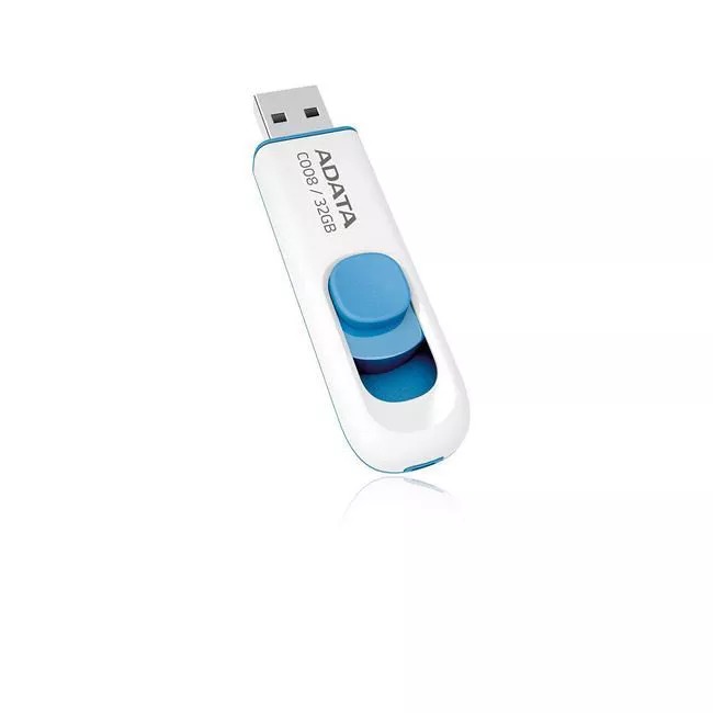ADATA AC008-32G-RWE C008 32 GB Classic USB 2.0 Flash Drive - White and Blue 