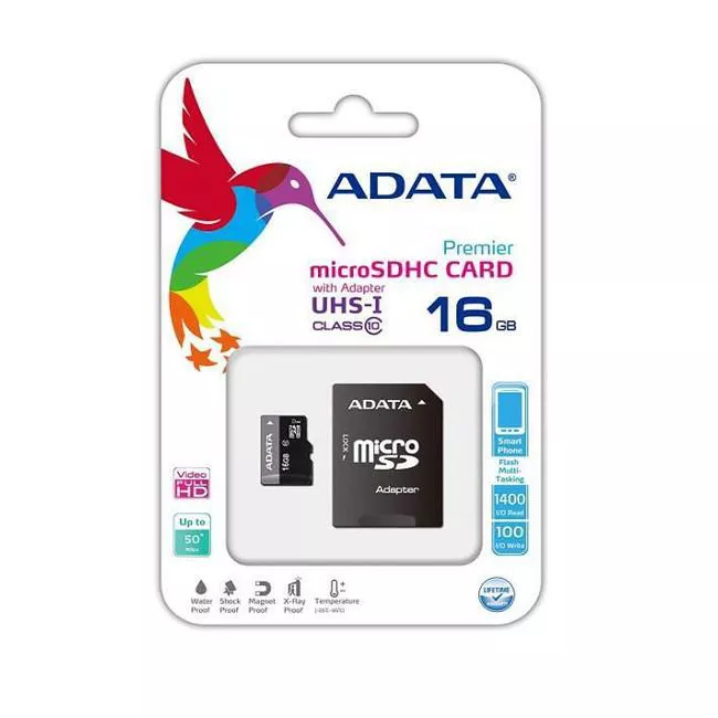 ADATA AUSDH16GUICL10-PA1 16 GB MicroSDHC/ SDXC Memory Card with Adapter