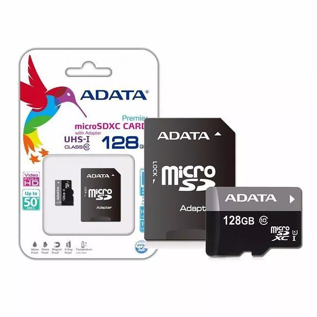 ADATA AUSDX128GUICL10-RA1 128 GB MicroSDXC Class 10 with Adapter - up to 40MB/S