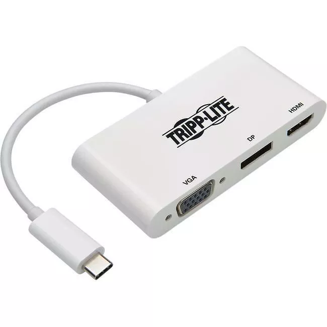Tripp Lite U444-06N-HVDPW Multiport Adapter - USB-C to HDMI/DP/VGA - 4K - USB-C - White