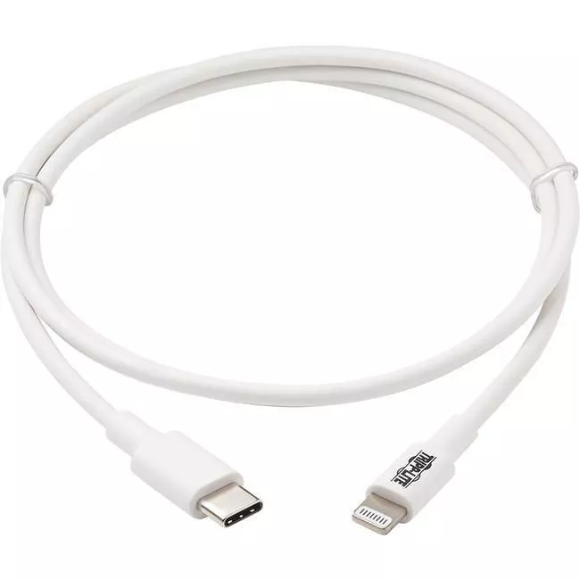 Tripp Lite M102-003-WH Eaton Tripp Lite Series USB-C to Lightning Sync/Charge Cable (M/M), MFi Certified, White, 3 ft. (0.9 m)