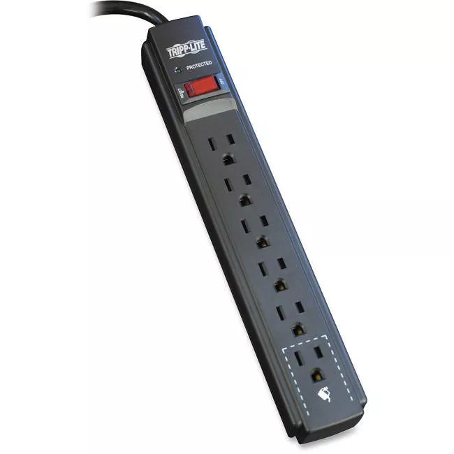 Tripp Lite TLP606B Protect It! 6-Outlet Surge Protector 6 ft. Cord 790 Joules Diagnostic LED Black Housing