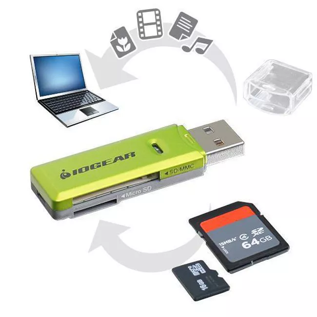 IOGEAR GFR204SD SD/MicroSD/MMC Card Reader/Writer SDXC Support
