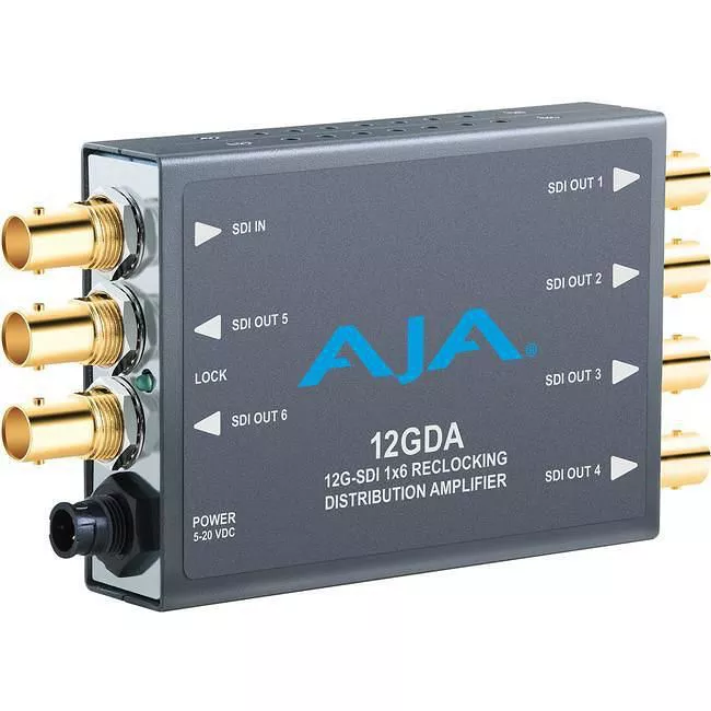 AJA 12GDA-R0 1x6 12G HD/SD SDI Reclocking Distribution Amplifier, 120M 12G