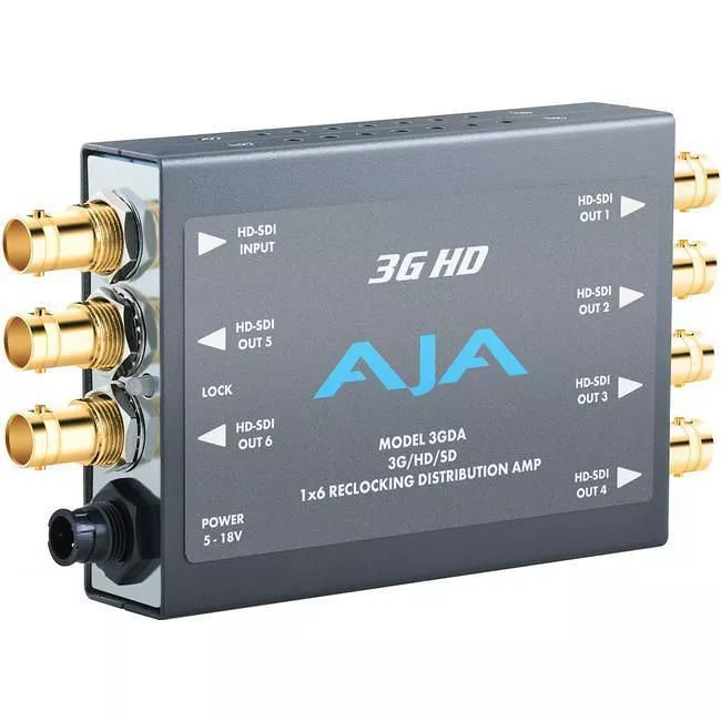 AJA 3GDA-R0 1x6 3G HD/SD SDI Reclocking Distribution Amplifier