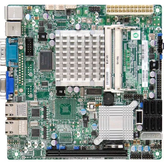 Supermicro MBD-X7SPE-HF-D525-O Desktop Motherboard - Intel ICH9R - 2x DDR3 - RAID - 1x PCIe x16 - 2x RJ-45 - Flex ATX